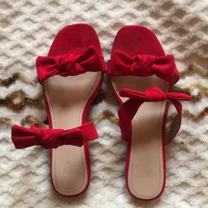 H&M red bow sandals